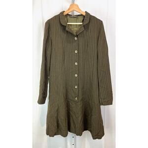 MARIANO RUBINACCI 44 8 M Mark Shale Vintage Drop Waist Dress Long Sleeve Striped